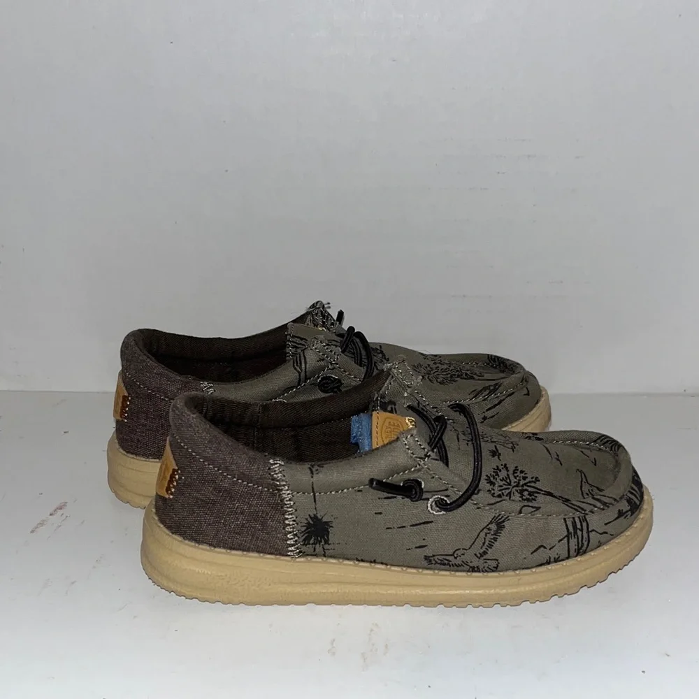 Kids Hey Dude Casual Shoes in Olive and Tan